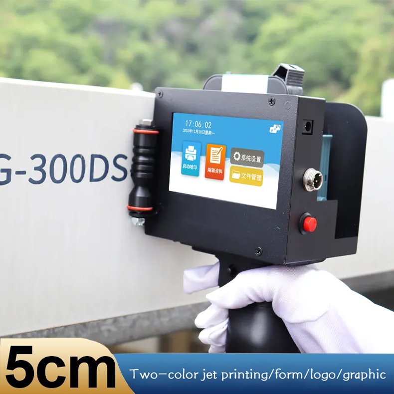 Commercial 5cm Large Format Logo Inkjet Printer 50mm Expiry Date Batch Bar Code Imprinter Multi-line Handheld Printing Machine