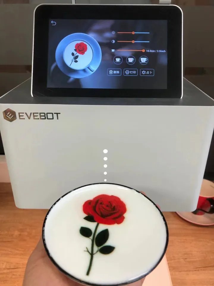 EVEBOT EB-FC Coffee printer machine with Edible Ink WIFI-Enabled Selfie Inkjet Printer Cappuccino Latte Mocha CAKE