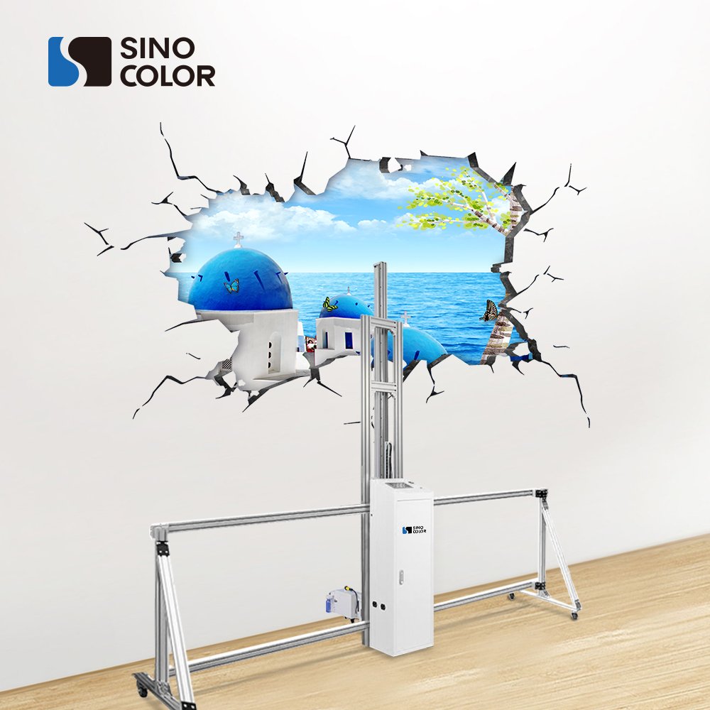 China direct sale Photo quality 1440 dpi C M Y K 2 printheads inkjet uv printer wall machine for different kinds of surface