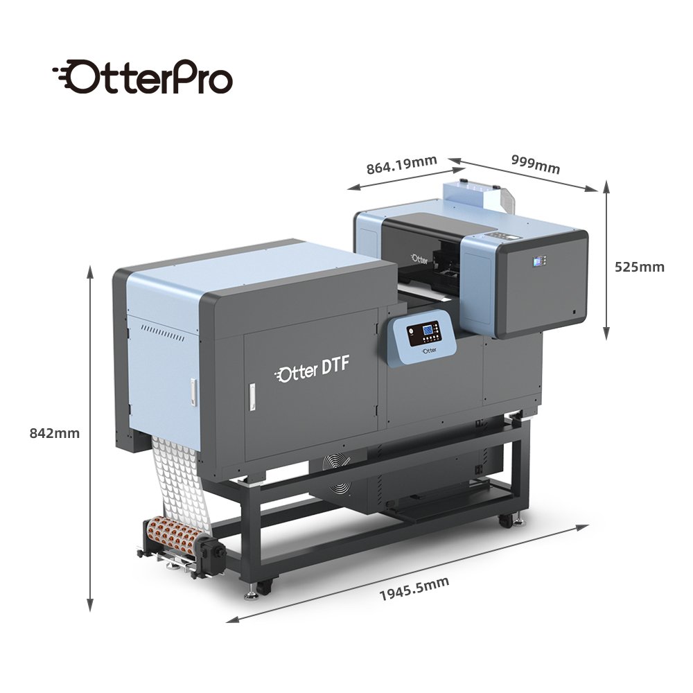 OtterPro All-In-One DTF Printer Dual i1600 Print Head Inkjet Printer Pet Film Industrial DTF Printer with Shaker and Dryer Oven