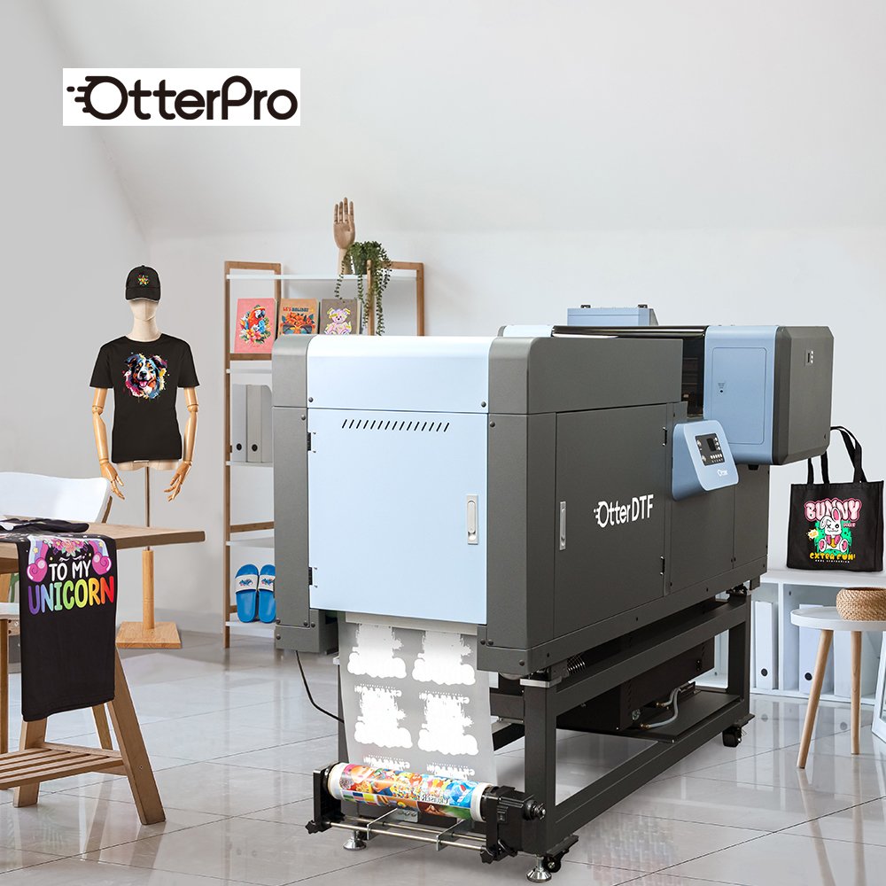 OtterPro All-In-One DTF Printer Dual i1600 Print Head Inkjet Printer Pet Film Industrial DTF Printer with Shaker and Dryer Oven