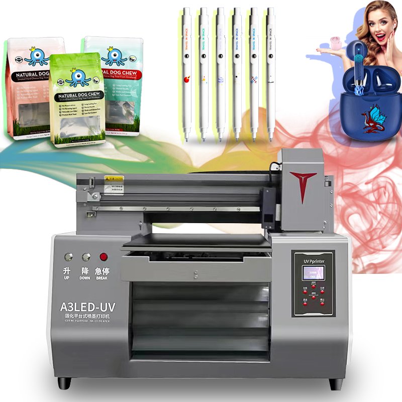Portable A3 UV printer, efficient 3050 tablet printer, printing knife and fork, bottle, watch dial, acrylic, UV inkjet printer