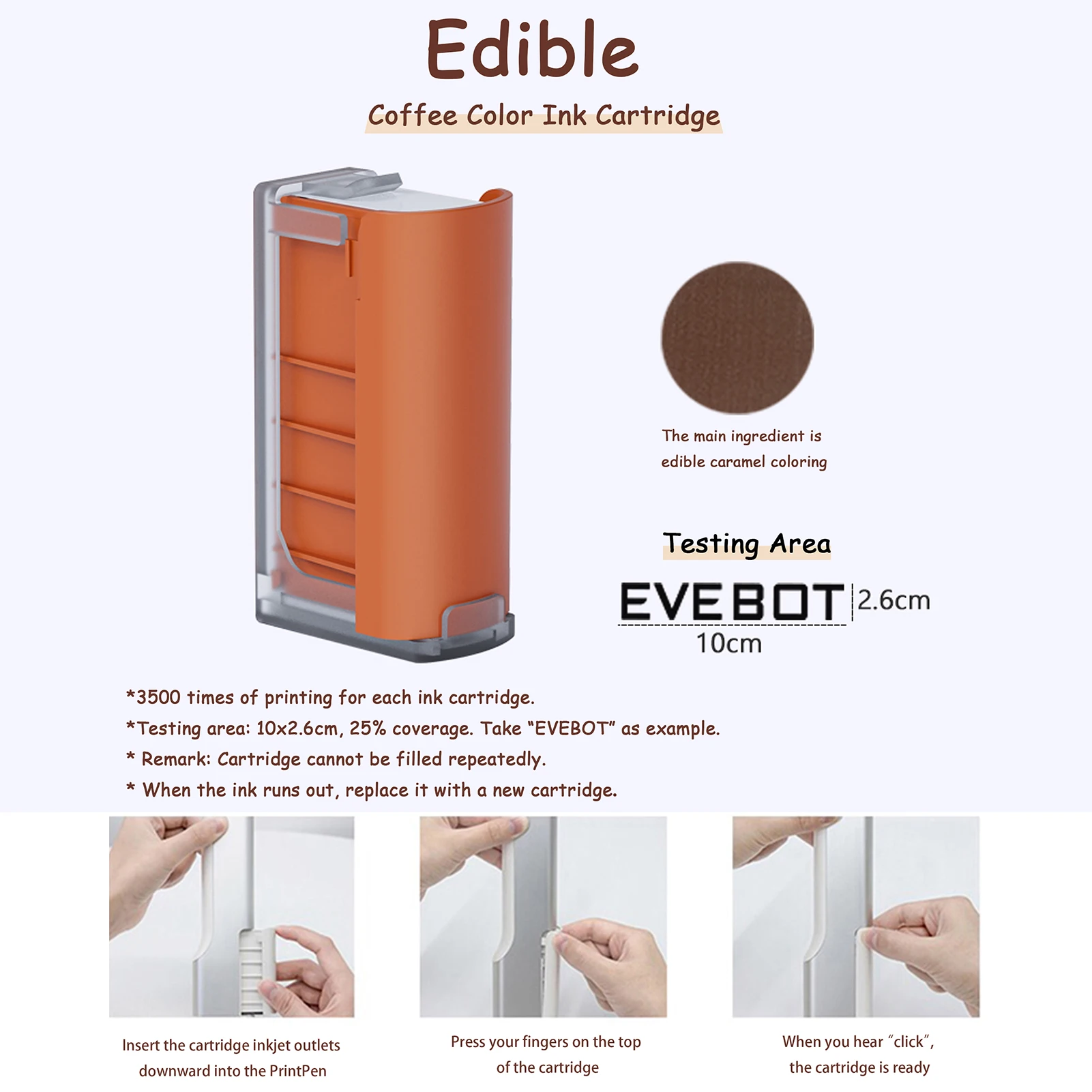 EVEBOT Print Pen Portable Mini Coffee Handheld Food Printer Latte Art Inkjet DIY Patterns Design Edible Logo Kitchen Printer
