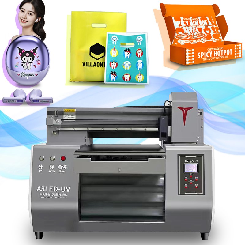 Portable A3 UV printer, efficient UV flatbed printer, printing stickers, ornaments, cups, wooden brand 3050 UV inkjet printer