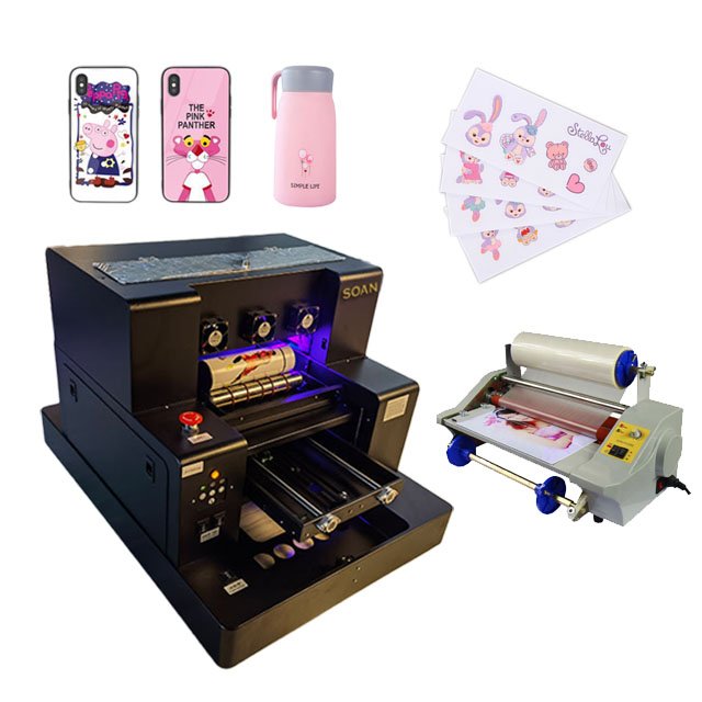 Soan Hot sales A3 UV DTF printing machine flatbed UV dtf Printer for phone case mug bottle glass wood metal acrylic
