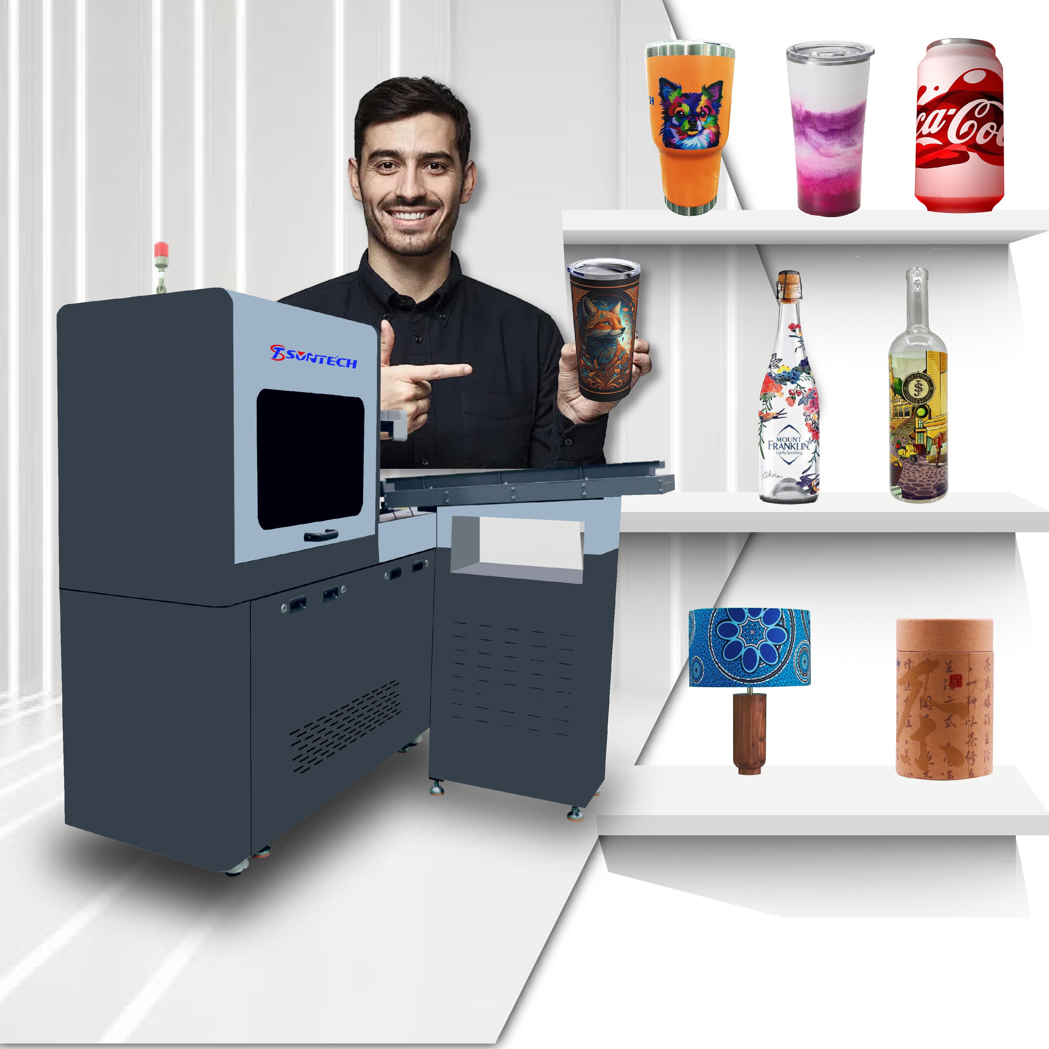 Factory Digital bottle cylinder printer for water bottle cosmetic bottle can 360 stainless tumbler printer