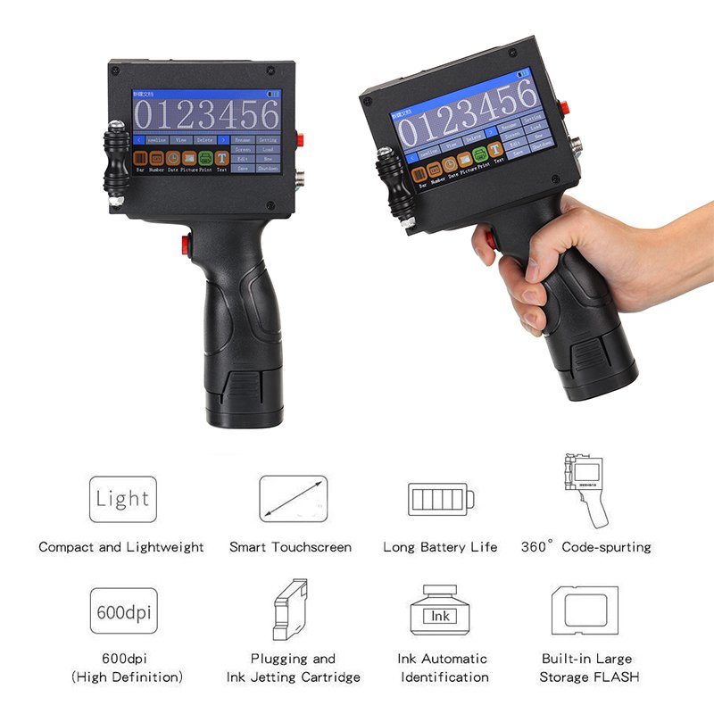 Handheld Inkjet Printer QR Code Barcode Logo printing Expiry Production Date Touch Screen Intelligent Usb Label Coding Machine