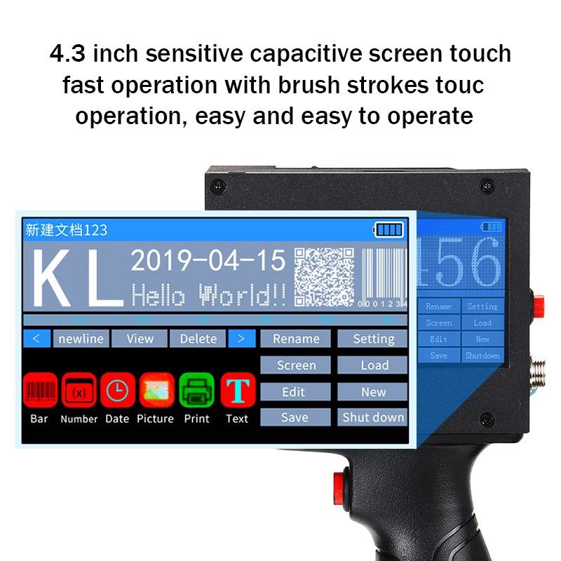 Handheld Inkjet Printer QR Code Barcode Logo printing Expiry Production Date Touch Screen Intelligent Usb Label Coding Machine