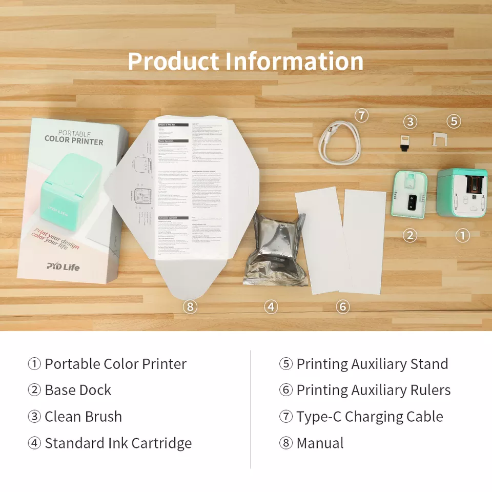 PYD Life Phone Mobile Pocket Wireless Portable Printer Handheld Digital Inkjet Printers Machine Mini Color Portable Printer