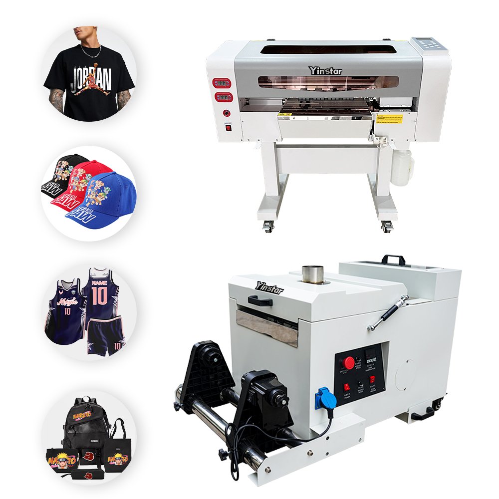 A3 PET film DTF inkjet Printer With Powder Shaker and dryer for clothes hat canvas coasters T-shirt custom garments printing