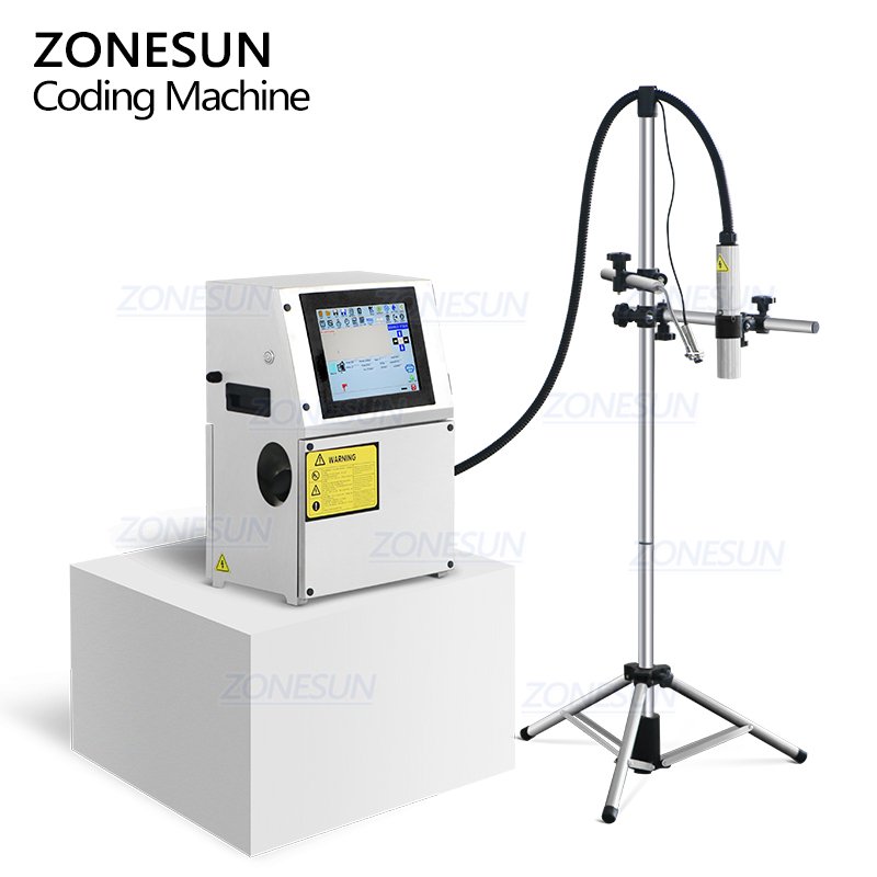 ZONESUN Glass Metal Steel Plastic PVC Carton Batch Number Logo Mark Can Date Coding Inkjet Printer Digital Code Printing Machine