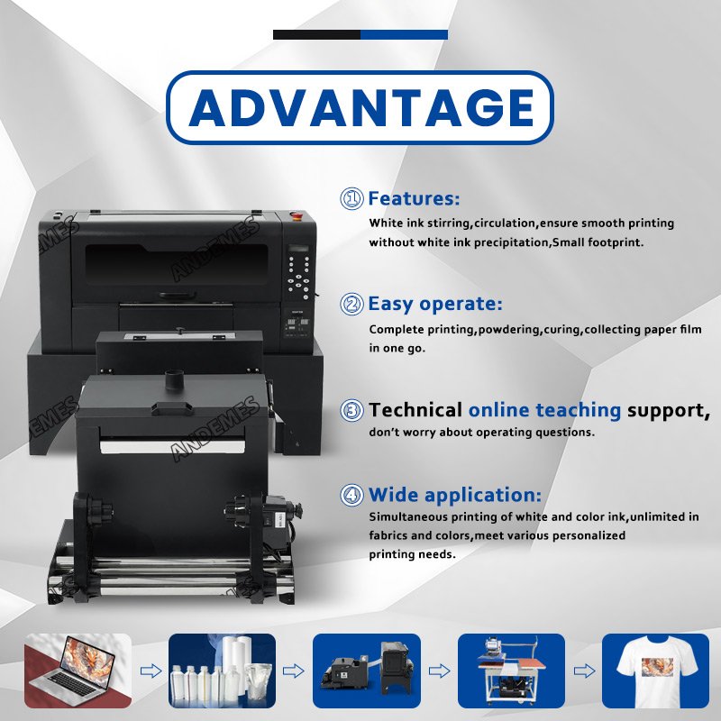 Hot selling A3 33cm dual heads xp600 DTF printer flatbed printer Crystal label printer machine
