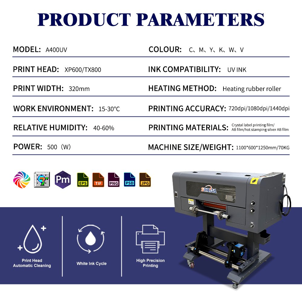 TX800 XP600 Printing and Laminating 2 in1 A3 UV DTF Printer Non Powders for Irregular Products