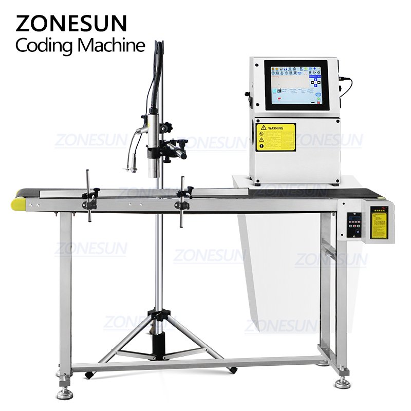 ZONESUN Glass Metal Steel Plastic PVC Carton Batch Number Logo Mark Can Date Coding Inkjet Printer Digital Code Printing Machine