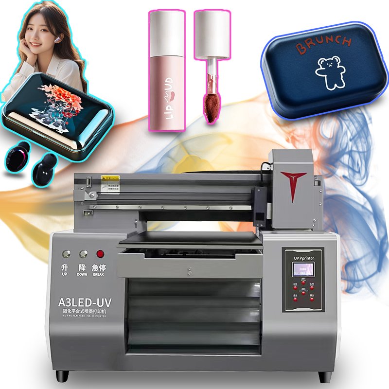 A3 UV flatbed printer 3050 UV inkjet printer, printing desktop trash can, packaging bag, phone case, rugby, portable UV printer