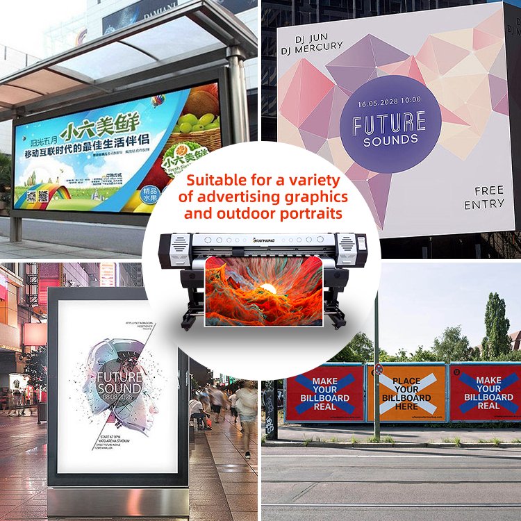 Factory direct high productivity large format eco solvent printer with xp600/i3200 printhead used for flex banner printing
