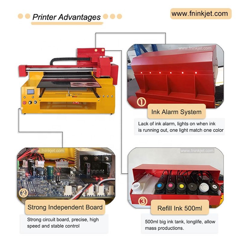 High Quality A1 UV Printer 6090 36inch 3 Heads or 2 Heads Wood Glass Metal LED UV Printer Phone Case Printing Machine