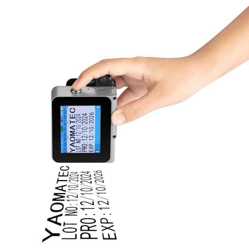 YAOMATEC Latest QR code barcode expiration production date label portable 12.7mm handheld inkjet printer with Detachable handle