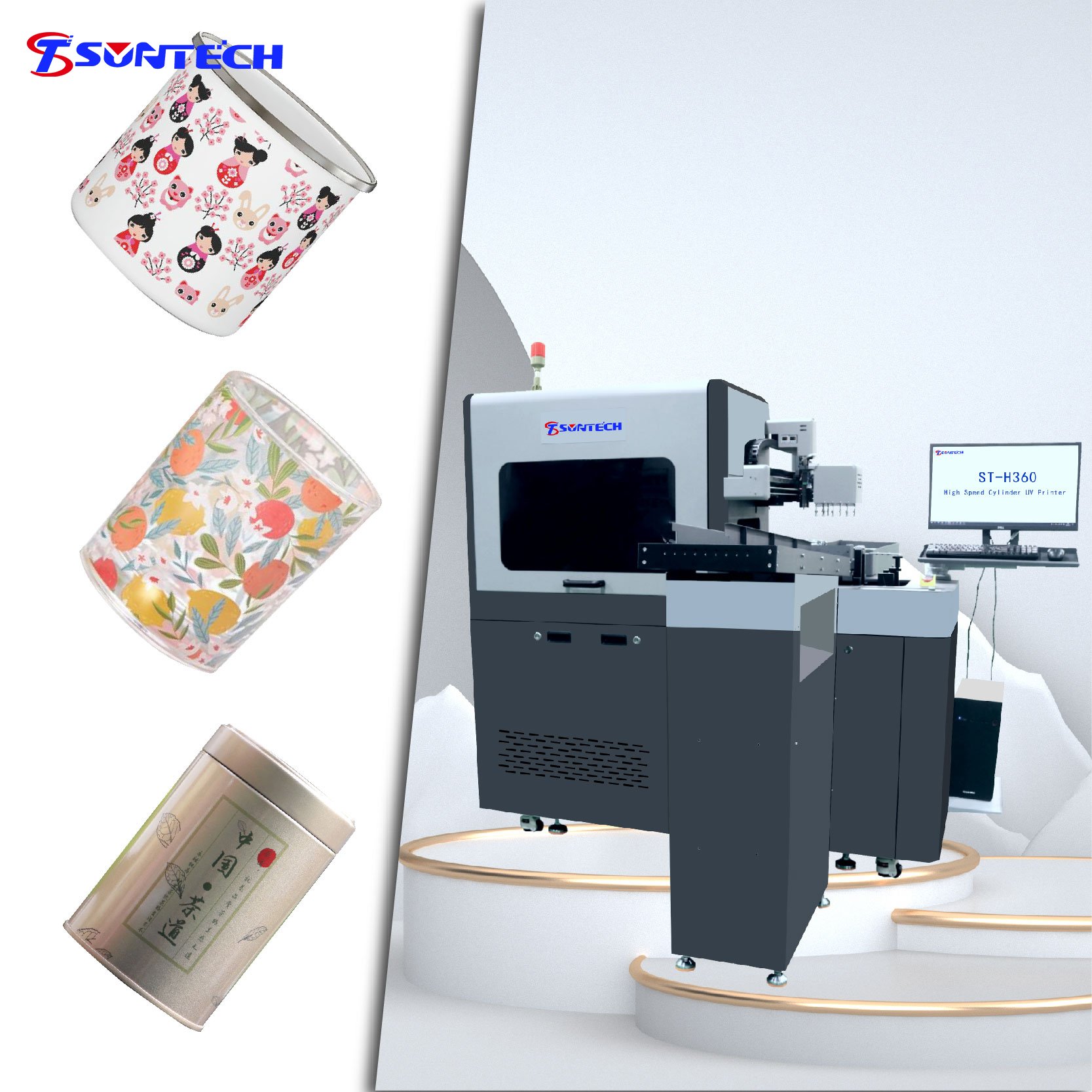 360 Full Coverage UV Tumbler Printer with Rotary Attachment Fast Ink Machine for Tumbler & Bottle Printing RICOH Print Head