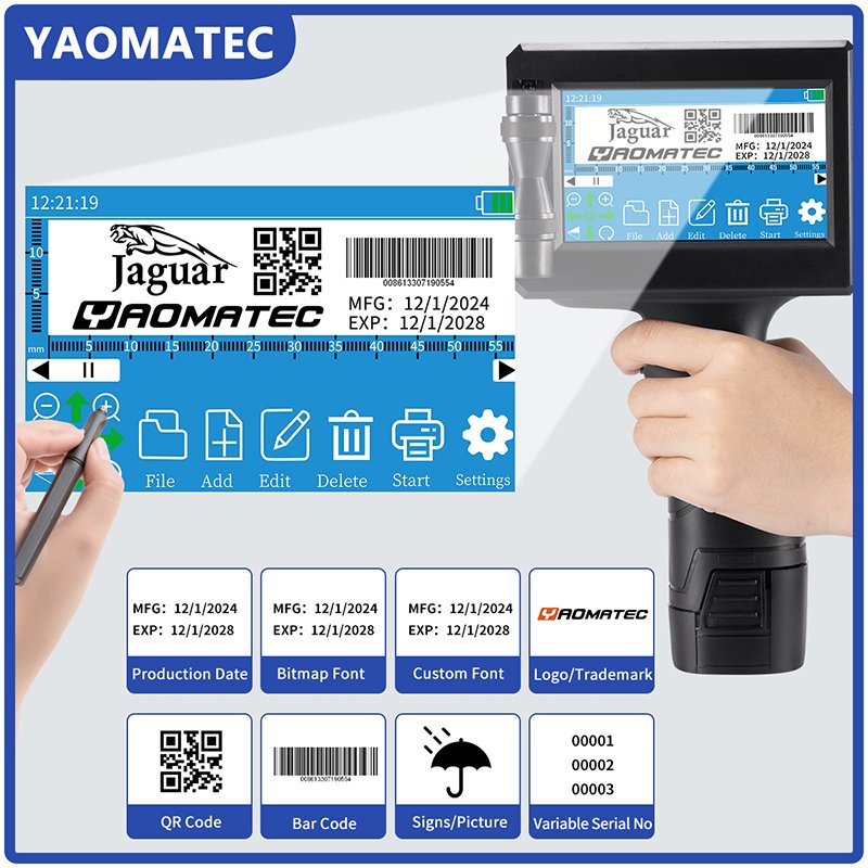 YAOMATEC Wholesale Price 12.7mm logo printer Industrial Inkjet Printer Handheld Inkjet Expiry Date Printer