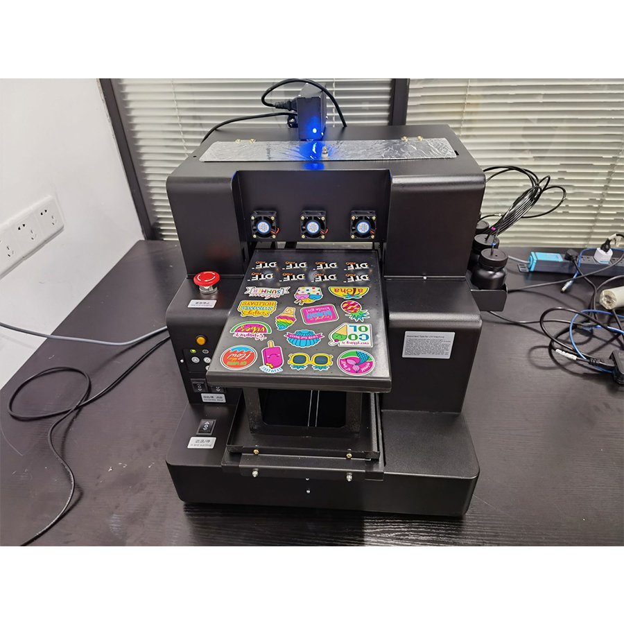 UV DTF printer full set AB film automatic A4 UV flatbed varnish printer for phone case bottle glass metal sticker