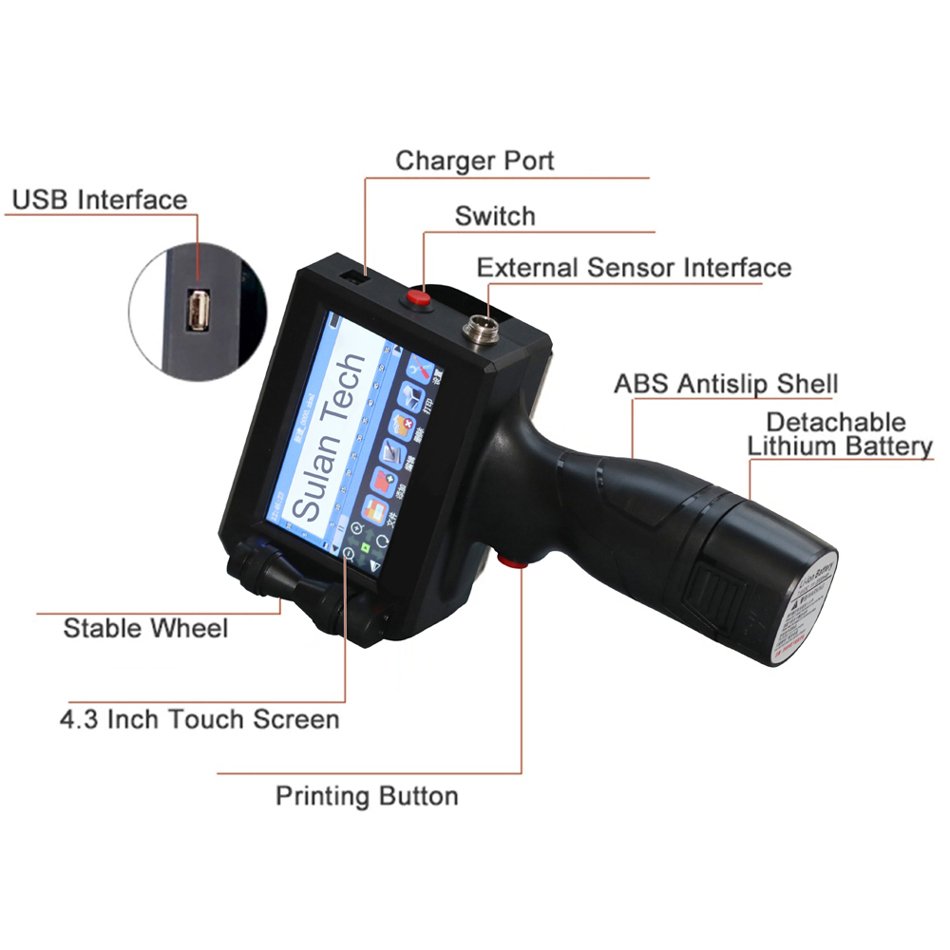 Expiry Date Printer for Bottle Bottom Portable Handheld Inkjet TIJ Printer for Box Logo batch code