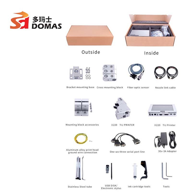 DOMAS Online Inkjet Printer Marking Expiry Date Bar Code Qr Code 25mm tij printer online inkjet printer