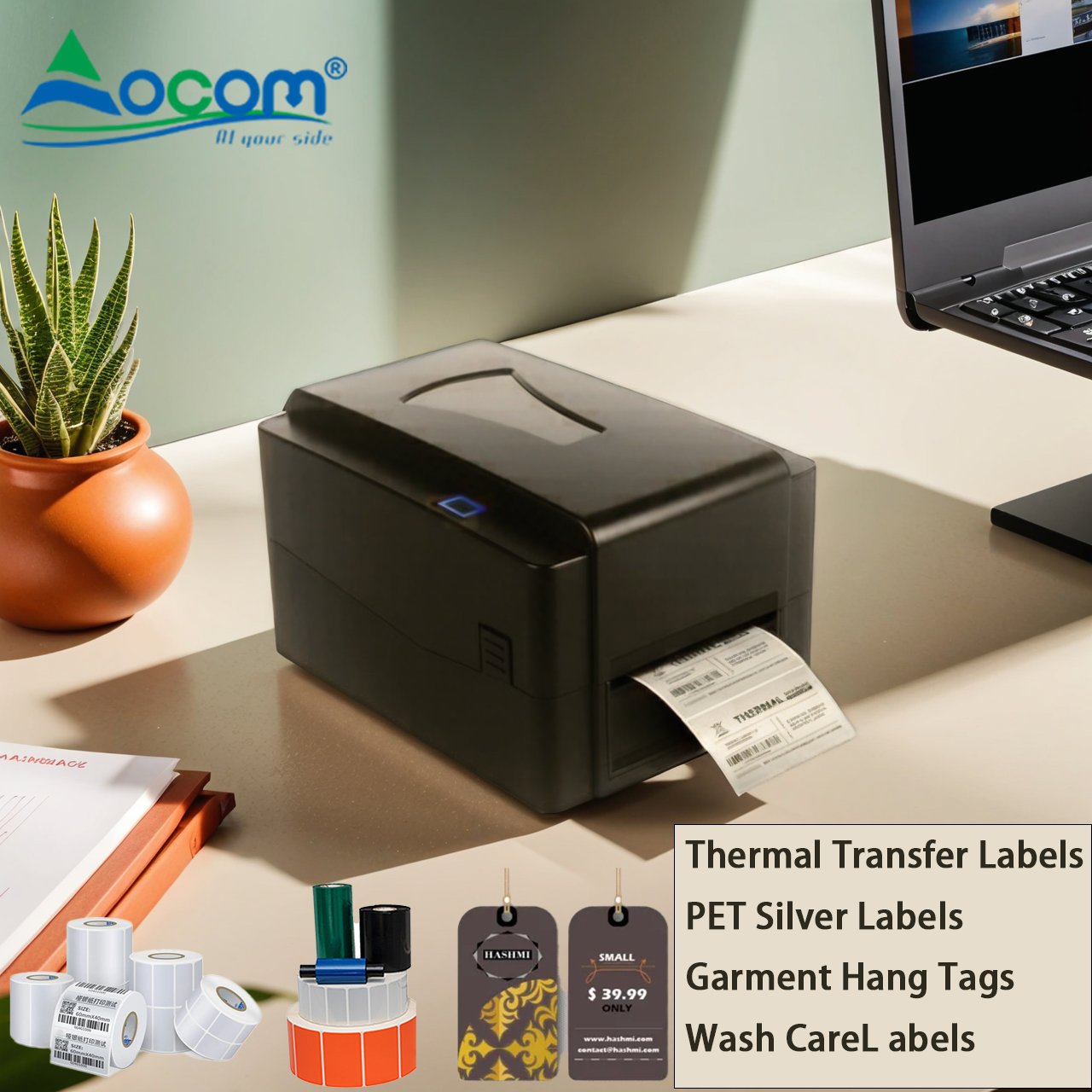 Desktop Wireless Wifi Usb Portable Mini Thermal Transfer Bar Code Sticker Ribbon Label Printer For Business