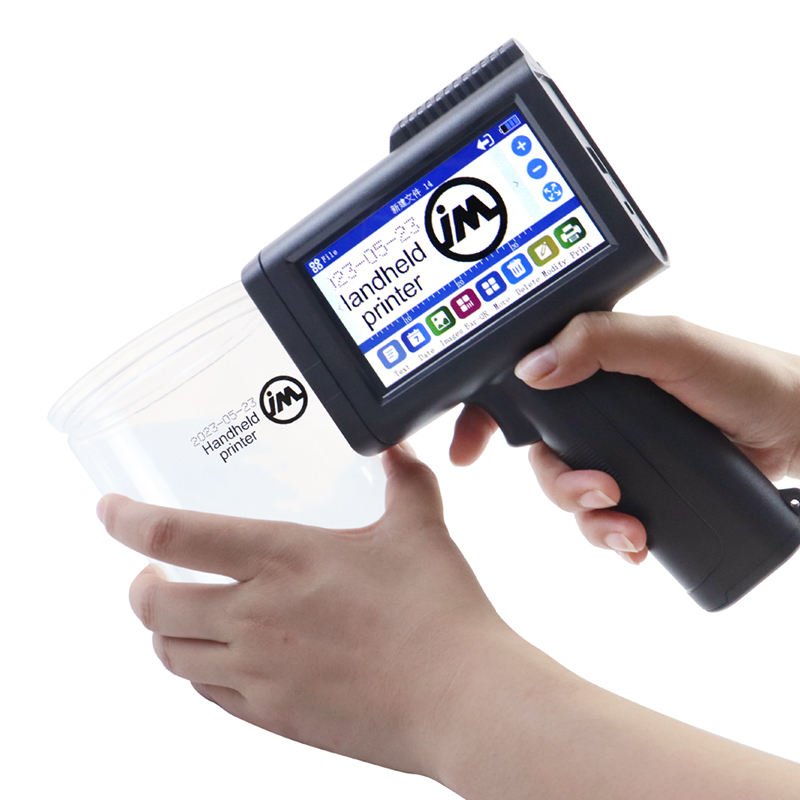 English language production date number logo expiry date label plastic carton hand jet handheld thermal inkjet printer