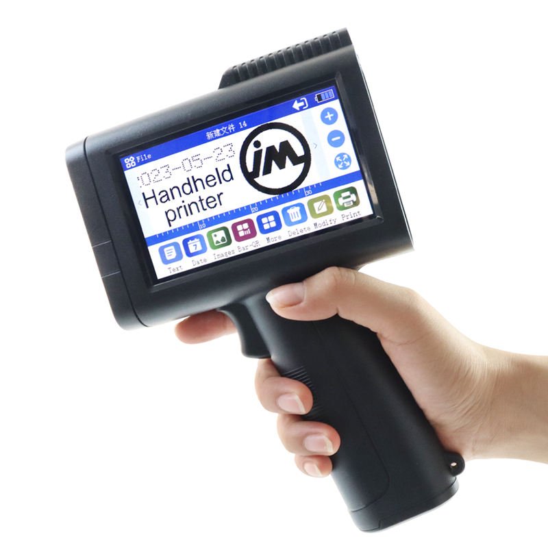 English language production date number logo expiry date label plastic carton hand jet handheld thermal inkjet printer