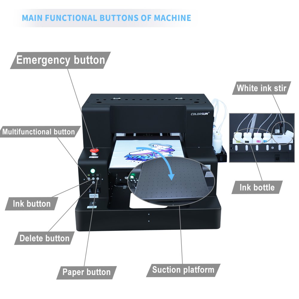 COLORSUN A3 DTG Printer Direct To Garment machine 6 Colors A3 T-shirt Printer DTF DTG Printer