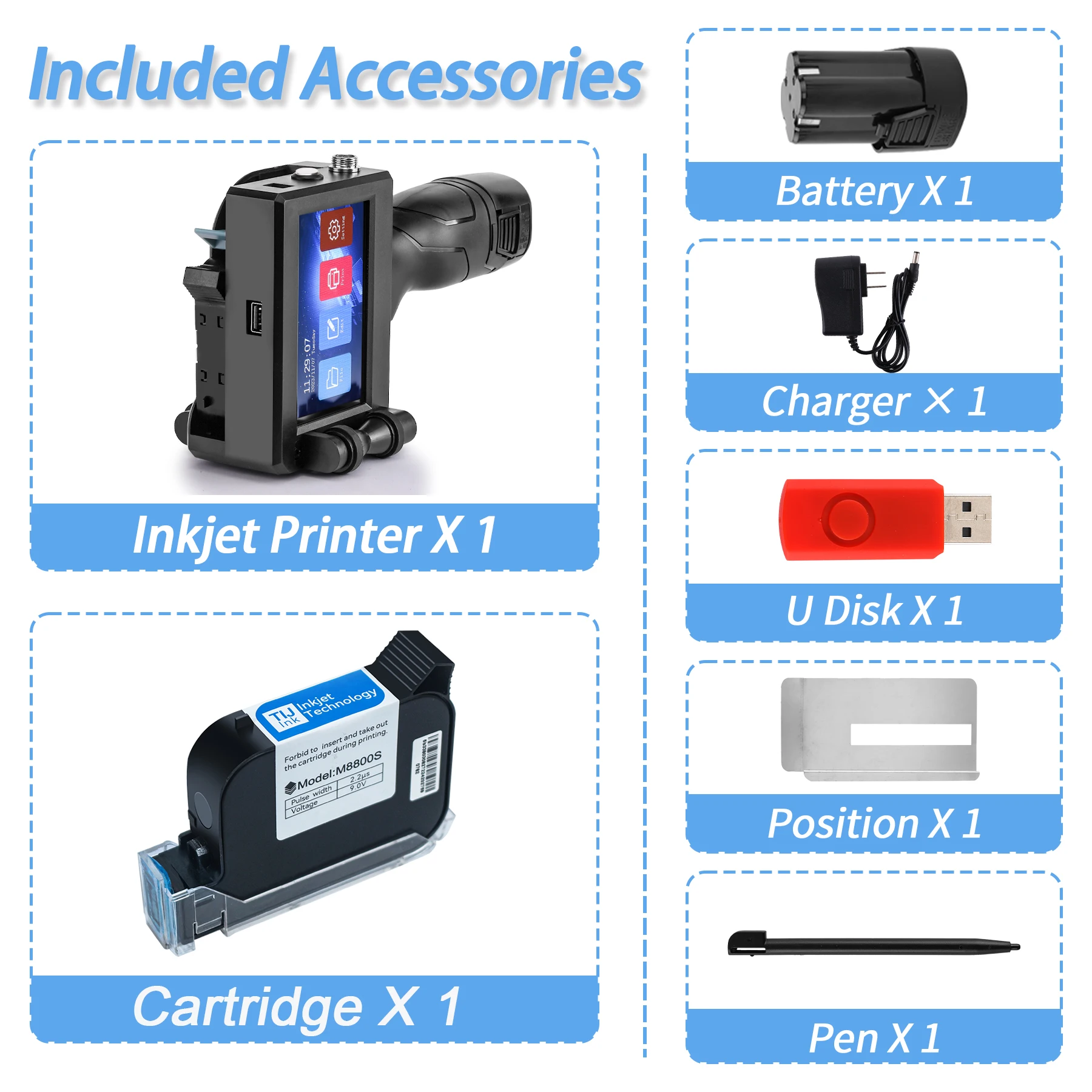 Portable 12.7mm Handheld Inkjet Printer QR Barcode Batch Number Logo Expiry Date Label Printer Gun 25 Languages Non-encrypted