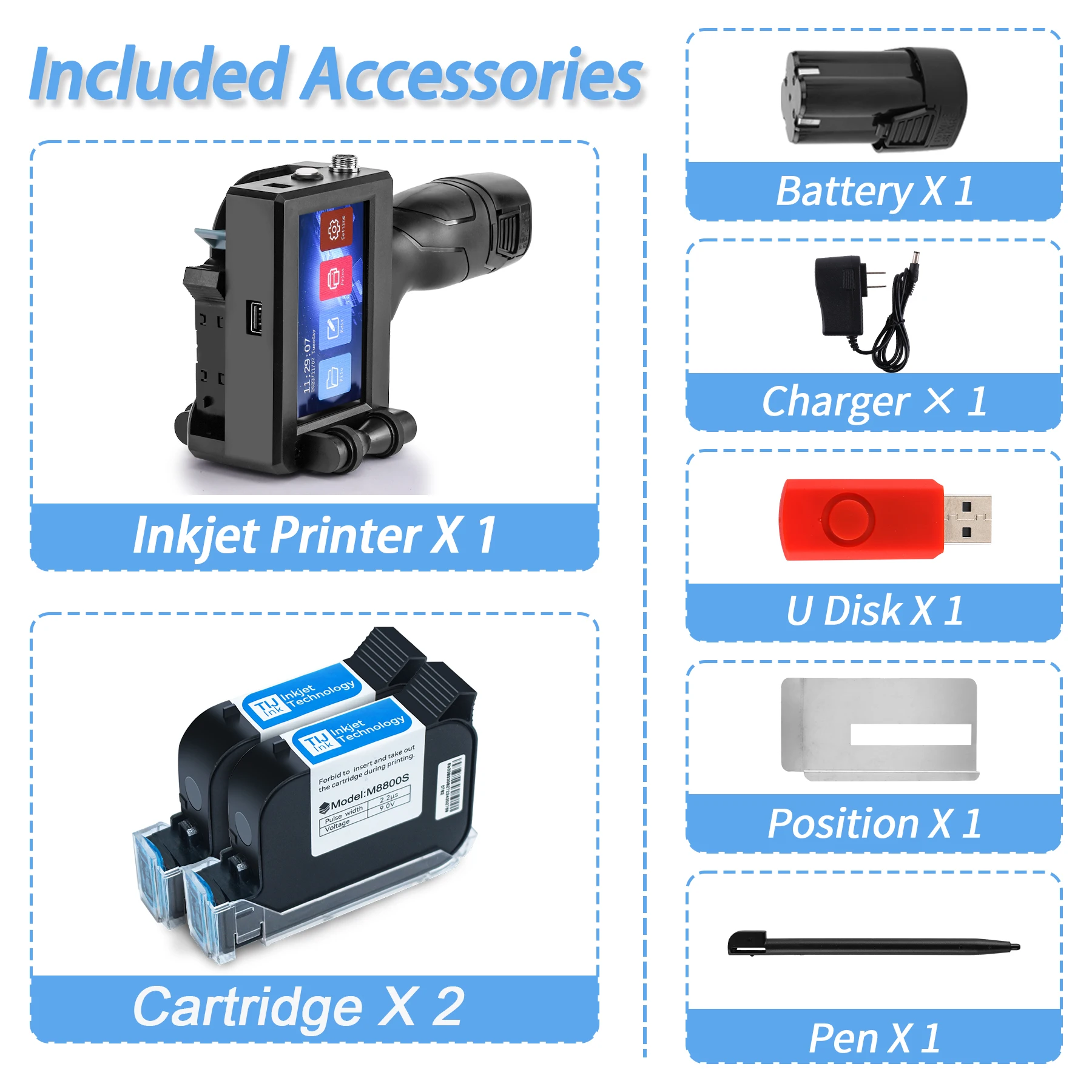 Portable 12.7mm Handheld Inkjet Printer QR Barcode Batch Number Logo Expiry Date Label Printer Gun 25 Languages Non-encrypted