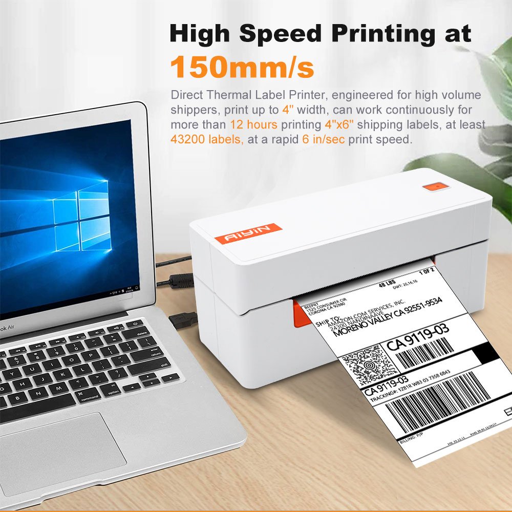 AiYin 4x6 inches 110mm thermal shipping label printer with blue-tooth barcode inkjet printers