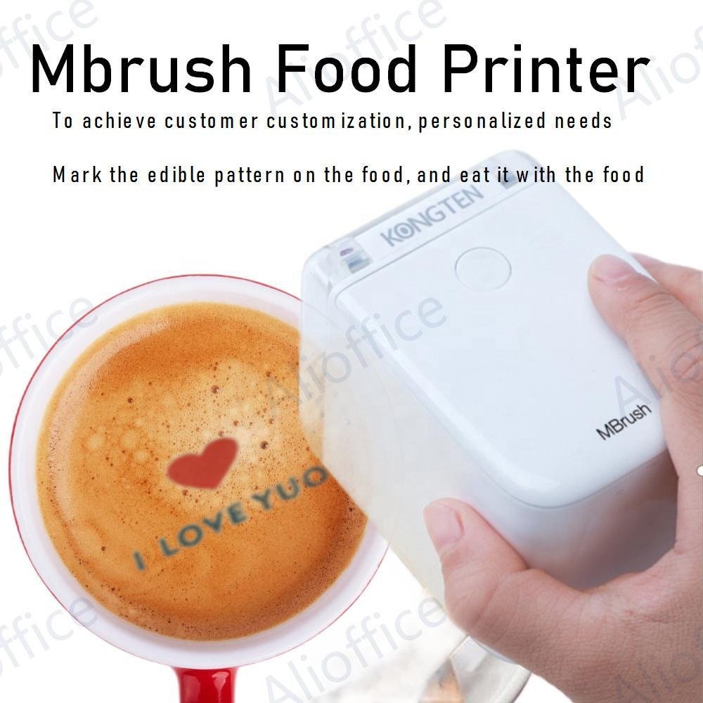 Mbrush Food Printer Pen Cake Macarrons Coffee Beer Signature Digital Handheld Inkjet WIFI Connection 3D