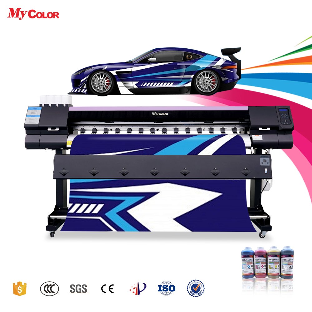 Eco Solvent Printer Machine 1.3m/1.6m/1.8m Large Format A1 Print Dimension Automatic Grade Flex Textile Manufactured CMYK Inks