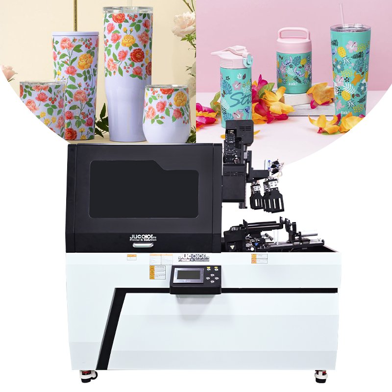 Jucolor 360 Double station cylinder printer Thermos Cup Aluminium Cans Glass Bottle UV rotary inkjet printer