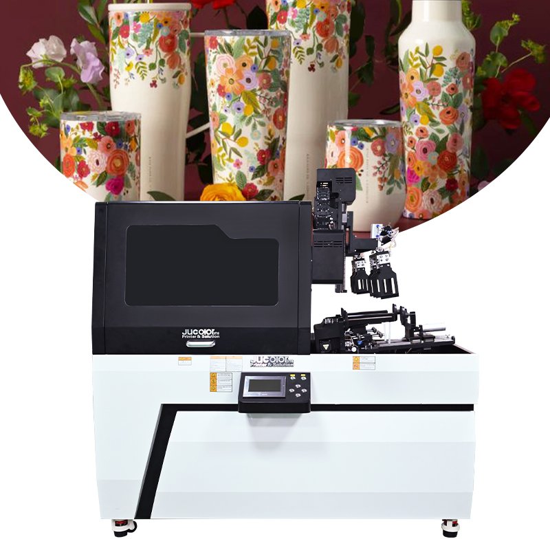 Jucolor 360 Double station cylinder printer Thermos Cup Aluminium Cans Glass Bottle UV rotary inkjet printer
