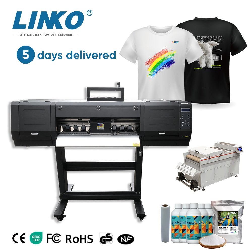 LINKO A1 DTF Printer Printing Machine Digital T-shirt Printing Machine Printer for Clothes A1 60cm Dual i3200 Head DTF Printer