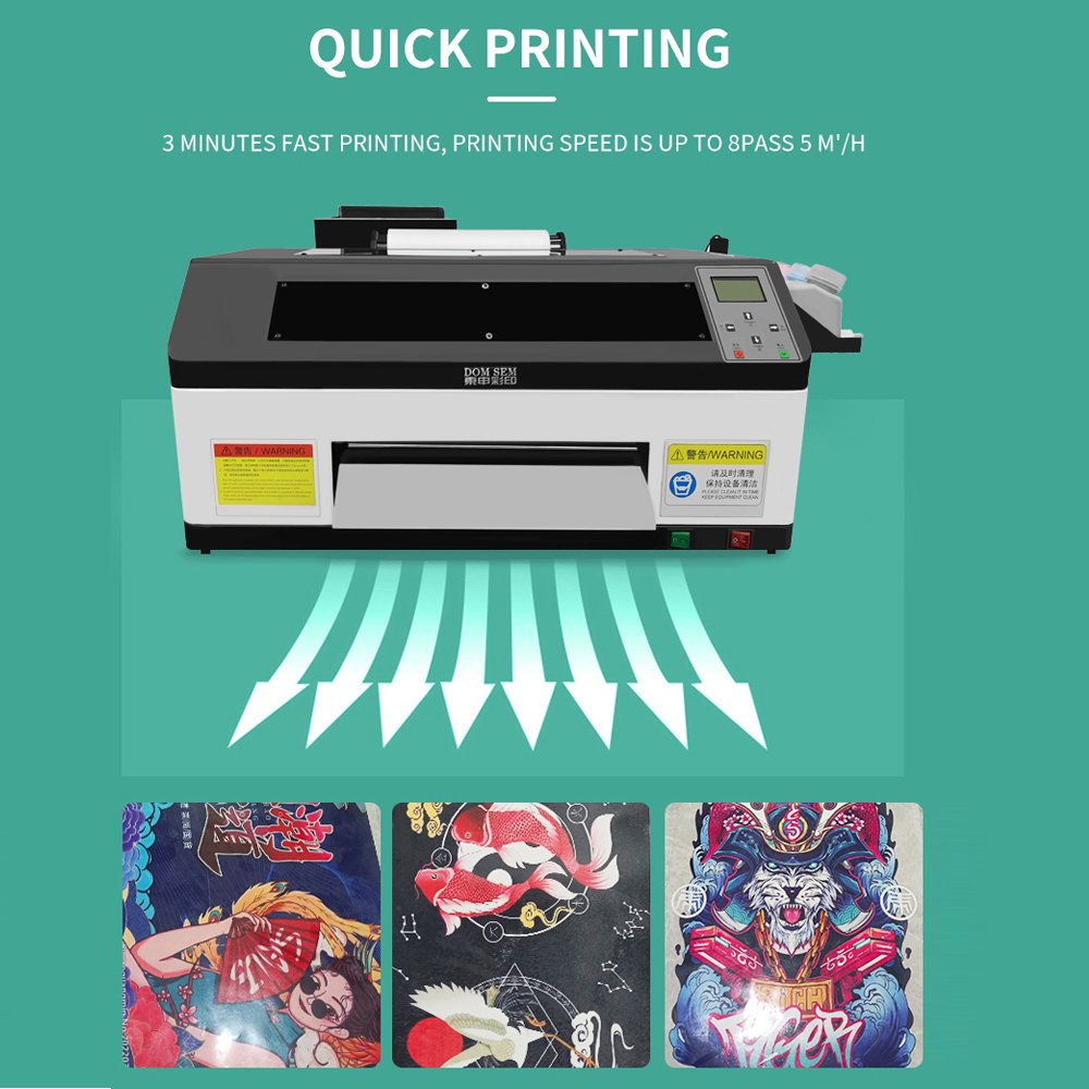 Domsem Digital A3 Pet Film T-shirt printing Textile Machine Dtf Print Pet Film Printer 30cm width Dtf Printers With Xp600 Head