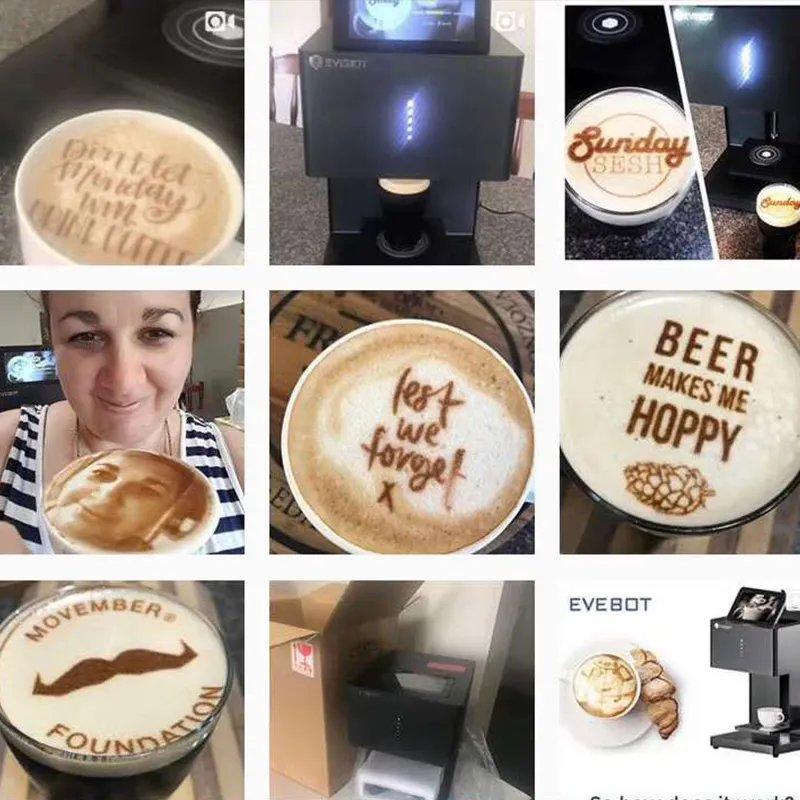 EVEBOT EB-FT4 Selfie Beverage Food Printer 3D Digital Edible inkjet latte art coffee printer machine pizza cake