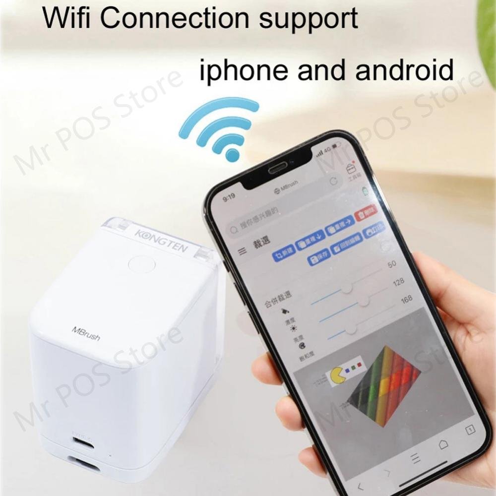 Mini Portable Handheld Printer Brush With Colored Ink For Mobile Phone Wireless Wifi Connection Logo Tattoo Inkjet Printer