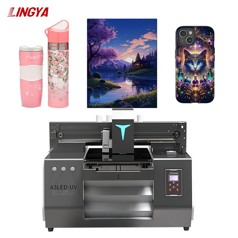 A3 UV printer, pen, mug, wooden products, UV flatbed printer with automatic height measurement, 3050UV printer