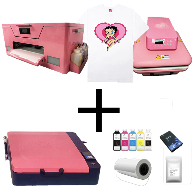 Haolic Pink kit dtf printer XP600 Pet Film 13Inch Dtf Printer With Pink Oven For Clothes, pants, bags, shoes, socks, hats