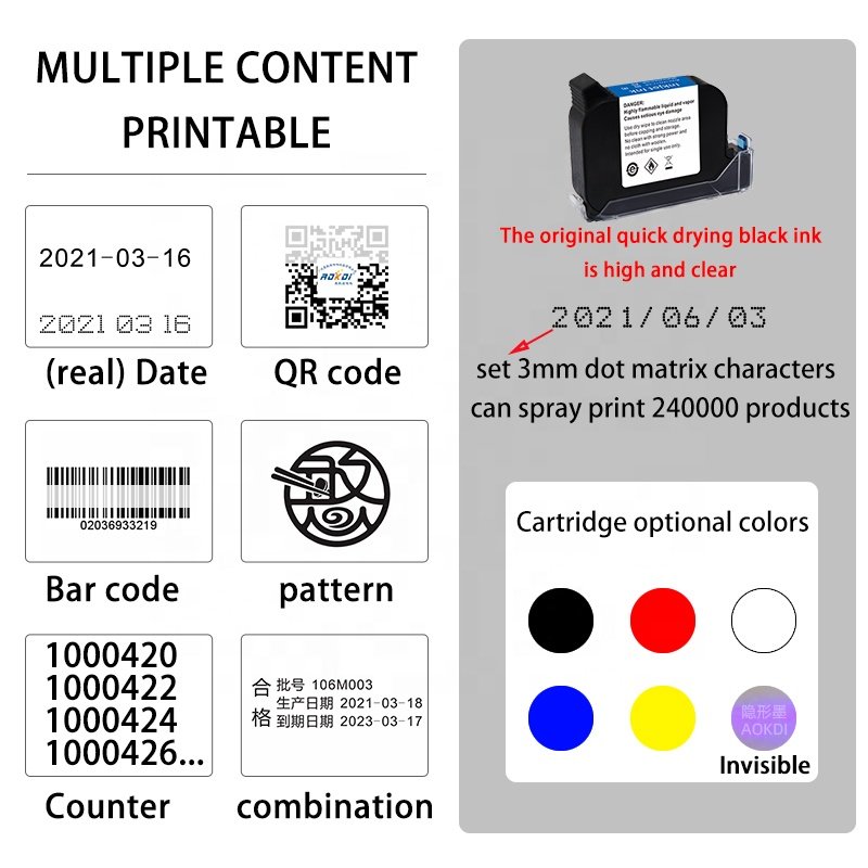 1 inch high Ceramic Date Code Inkjet Batch Code Printer For Packaging Date Printer Bar Code Inkjet Printer Logo Printing Machine