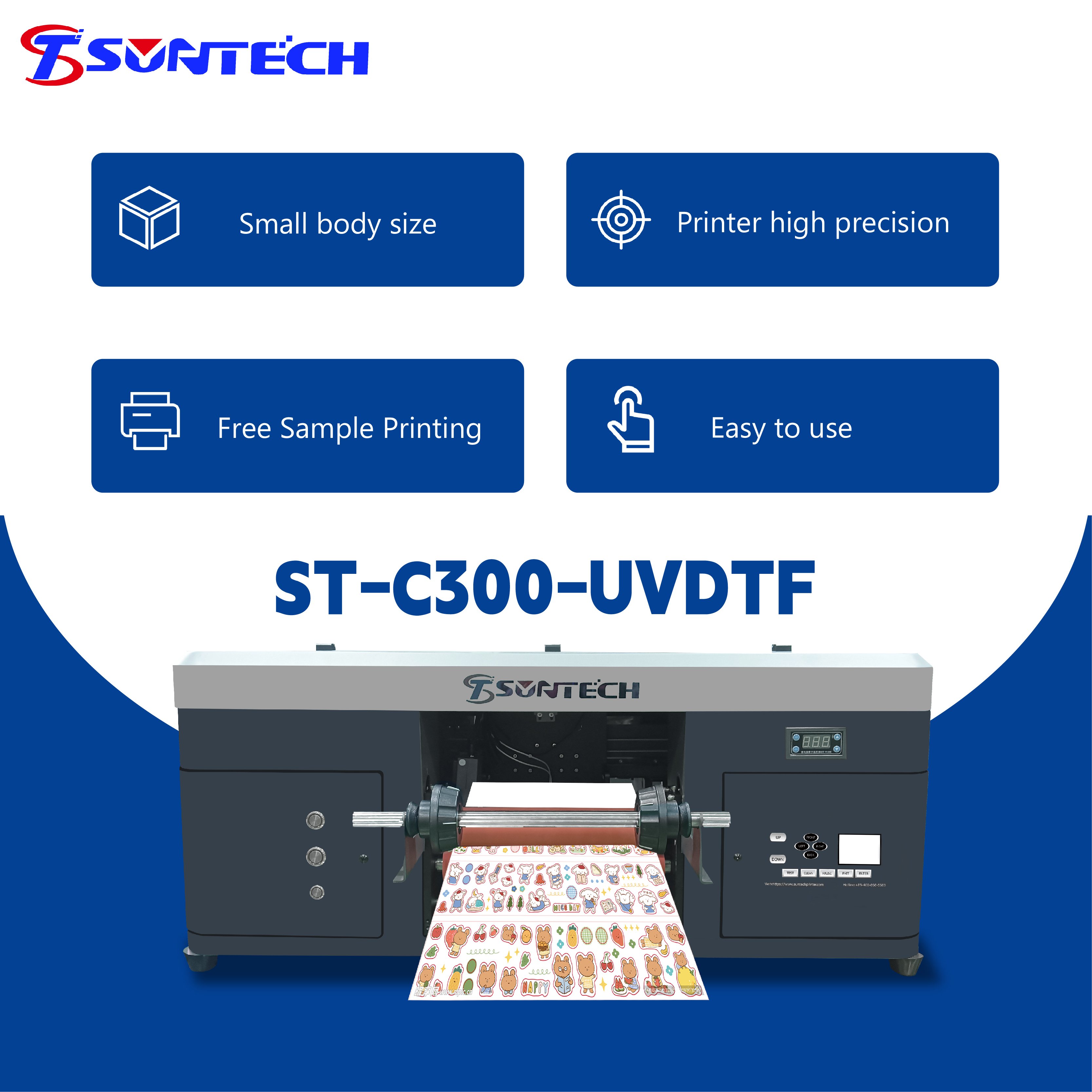 2024 NEW Roll to Roll UV DTF Printer 630cm A3 Printing Machine AB Film Transfer with XP600 printhead