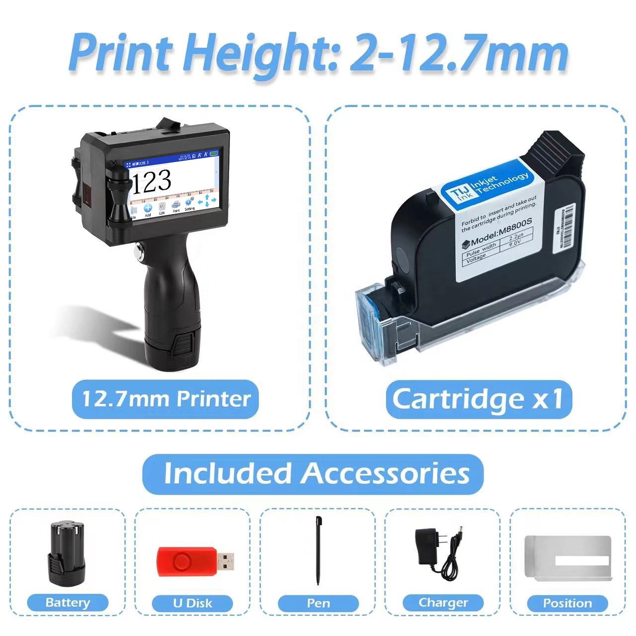 600DPI Portable inkjet printer code machine handheld expiry date batch number inkjet printer