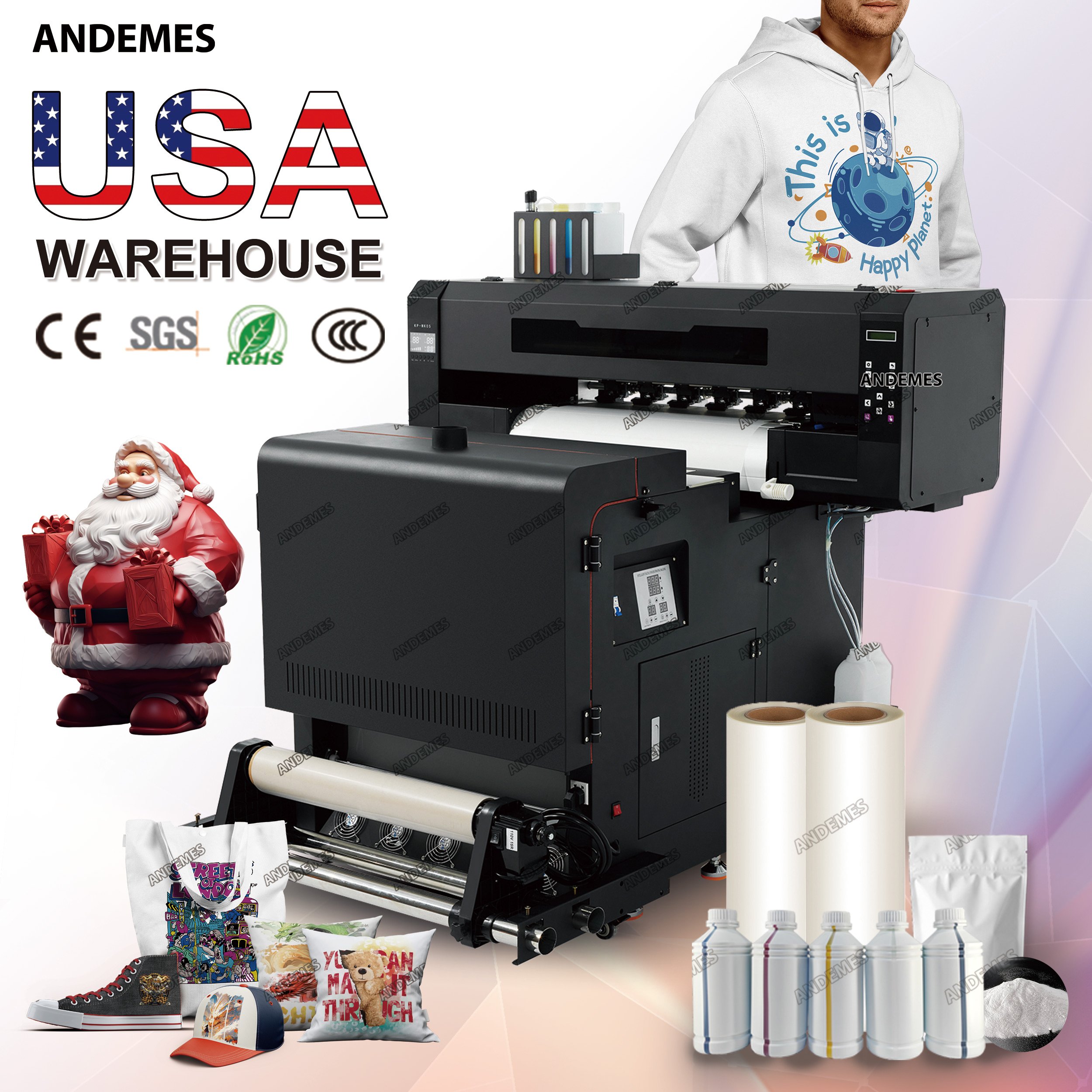 Andemes 24inch all in one xp600 i3200 printhead dtf printer with powder shaker dryer factory price