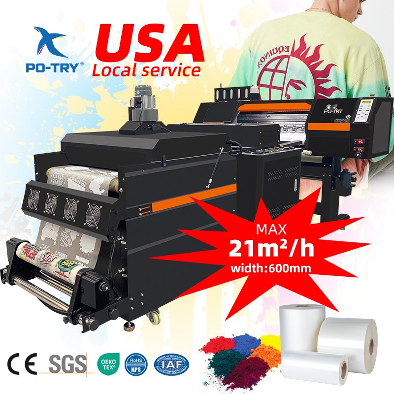 Potry Maintop Automatic 60cm Width Large Formate I3200 Print Head 4 Color Dtf Printing Machine