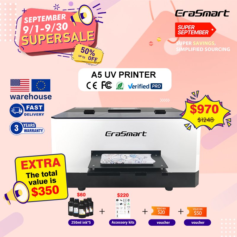 Erasmart Economical Impresoras yotta A5 uv printer For phone case
